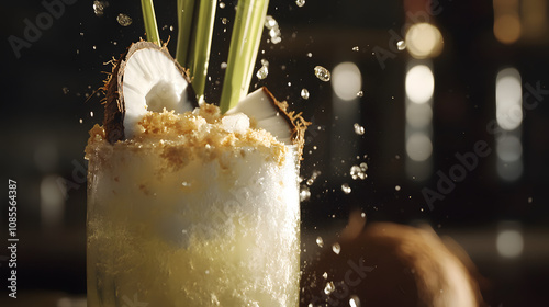 Invigorating Fusion of Coconut Water and Lemongrass: A Delightful Refreshment Bursting with Tropical Goodness