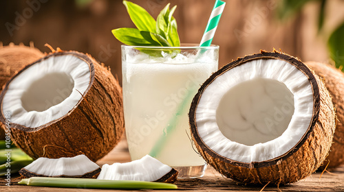 Invigorating Fusion of Coconut Water and Lemongrass: A Delightful Refreshment Bursting with Tropical Goodness