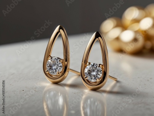 elegant gold earrings featuring sparkling diamond gems, capturing the essence of luxury and sophistication