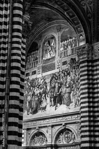 Interior view of the Siena Cathedral in Siena, dedicated to the Assumption of Mary, Tuscany, Italy