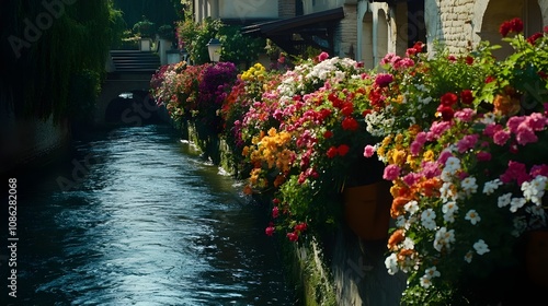 Vibrant canal between charming buildings.