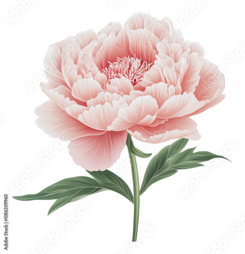 PNG Beautiful peony flower with soft pink petals