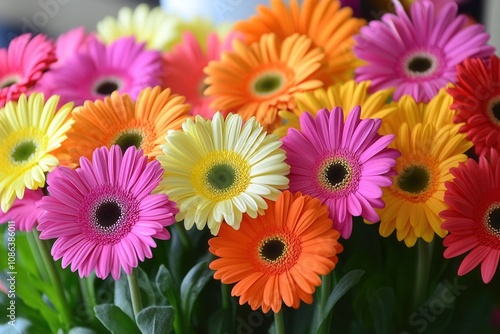 A vibrant bouquet of colorful gerber daisies.