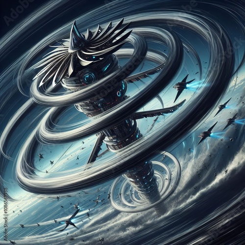 Vortex A swirling tornado like flying machine with a spiral aero