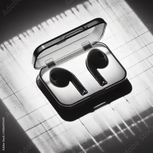 Photogram Earbud Case An earbud case placed on a photosensitive