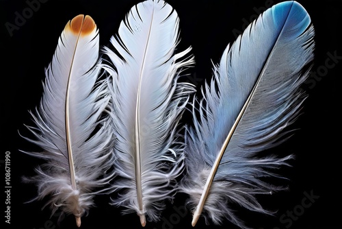 bird feathers feathers descend each unique in its shape and text