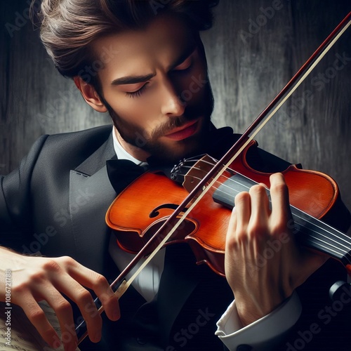 Classical musician eyes closed emotional connection