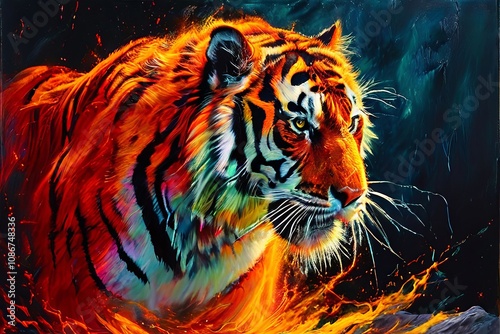 exploding tiger a tiger chalk piece exploding into vibrant strip