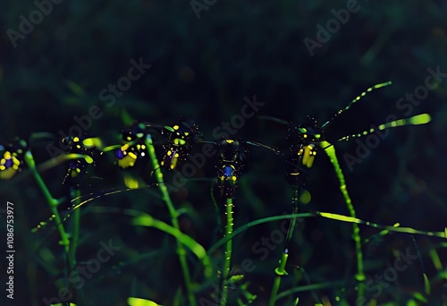 fireflies blinking in unison