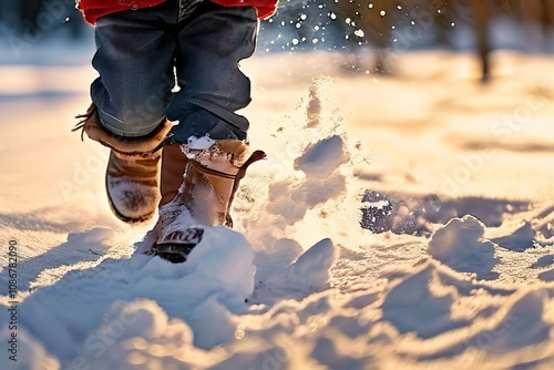 kicking an imaginary pile of snow child kicks up an imaginary pi