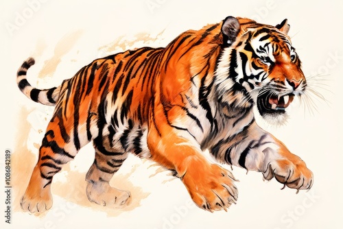 tigers pounce a tiger mid leap with stripes bursting into orange