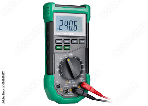 Digital Multimeter Close Up with Probes Connected