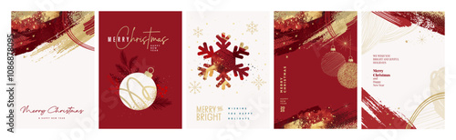 Set of Christmas and New Year Cards. Modern vector illustration concepts for graphic and web design, social media banner, marketing material.