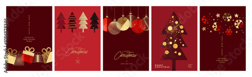 Merry Christmas and Happy New Year Greeting Cards. Vector illustration concepts for greeting card, party invitation card, website banner, social media banner, marketing material.