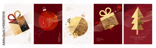 Merry Christmas and Happy New Year. Elegant vector illustrations for greeting card, party invitation card, website banner, social media banner, marketing material.