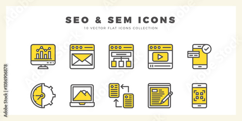 10 SEO And SAM Two Color icon pack. vector illustration.