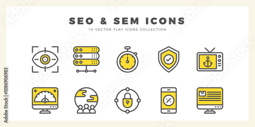 10 SEO And SAM Two Color icon pack. vector illustration.