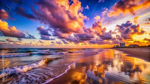 Serene Long Exposure at Corpus Christi Beach: Waves, Sunset, and Tranquil Skies Captured in a Dreamy Coastal Landscape