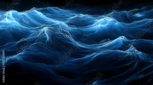 Azure rhapsody: dancing waves in a dreamy sea. Dreamlike Ocean Waves. Illustration