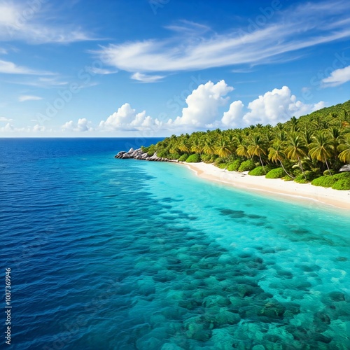 Tropical Island Chain Viewed from Above