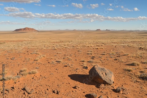 Serene Desert Landscape with Striking Rock Formations and Vast Skies