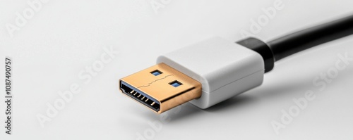 Support technical USB connector with gold plating on a white background.