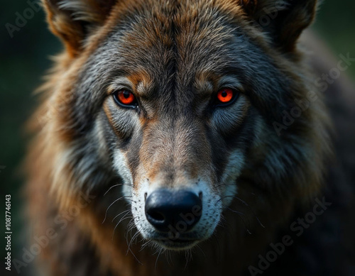 lobo con ojos rojos enfurecido