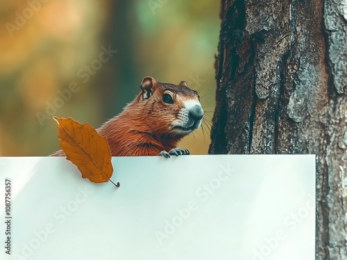 Groundhog emerges from burrow in winter landscape during Groundhog Day celebration