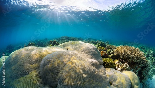 coral reef bleaching under water