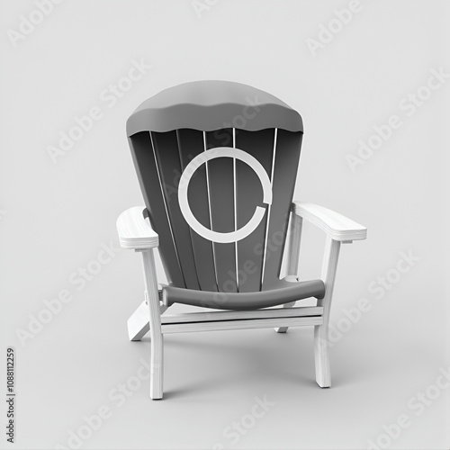 Deckchair with forbidden symbol, 3D rendering