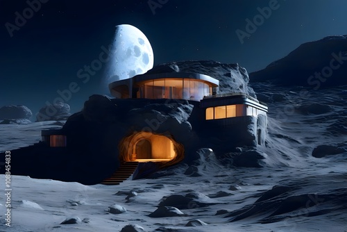 the house stands on the crater of a volcano on the moon moon