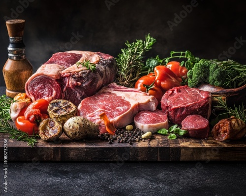 Assortment of various raw meats, carnivore diet concept