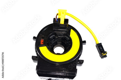 Airbag spiral cable clock spring for automobiles, that stores energy on a rotating axis, consist of a flat multicore cable wound in a spiral shape, a spiral-wound special rotary electrical conductor