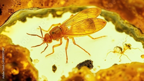 Fossilized insect preserved in Baltic amber, fossil discovery, Baltic Sea origin