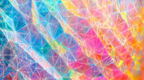 Pastel holographic triangulated background. Holographic Digital Grid. Illustration