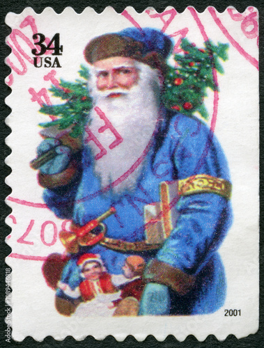 USA - 2001: shows Santa Claus, 19th Century Chromolithographs, devoted Christmas, 2001