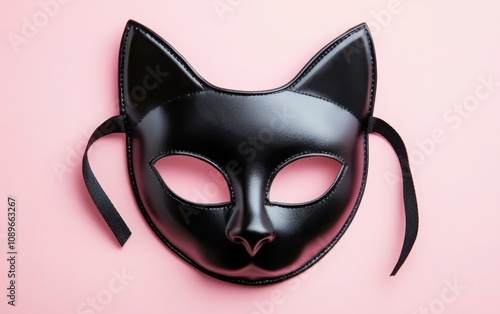 black mask for sex role play on pink background