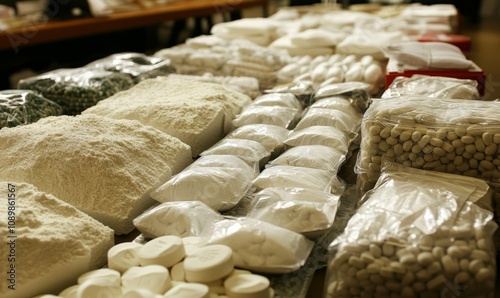 Illegal drugs being confiscated by authorities, with an emphasis on refeeding syndrome as a withdrawal effect