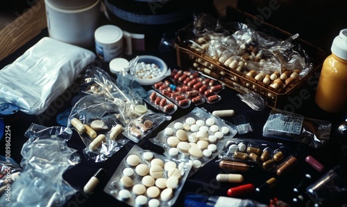 Illegal drugs being confiscated by authorities, with an emphasis on refeeding syndrome as a withdrawal effect