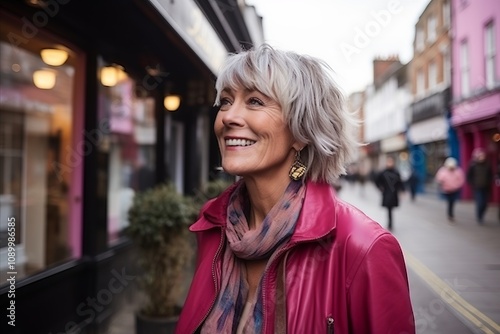 Beautiful middle-aged woman in the centre of London, UK