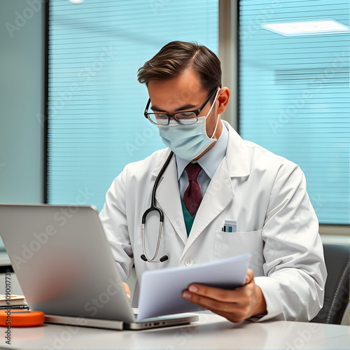 Medicine doctor working with modern computer interface as concept