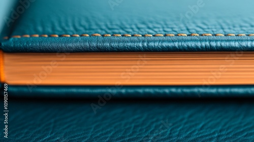 Teal Leather Bound Book Detail 