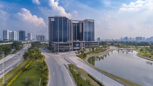 A modern office building in Putrajaya, Malaysia.