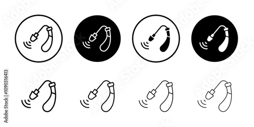 Hearing aid icon Black and white outline vector