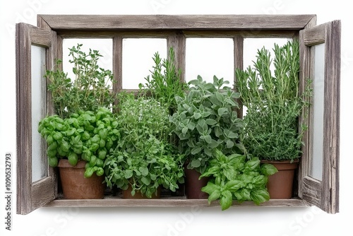 Here's a 10-word (or less) description of the image: Herbs