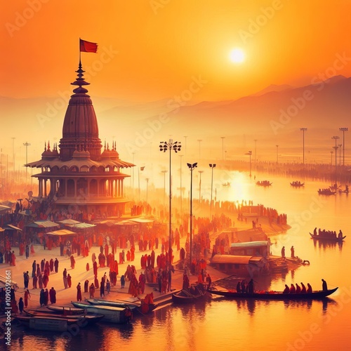 Kumbh Mela India with a sense of peace and tranquility with brig