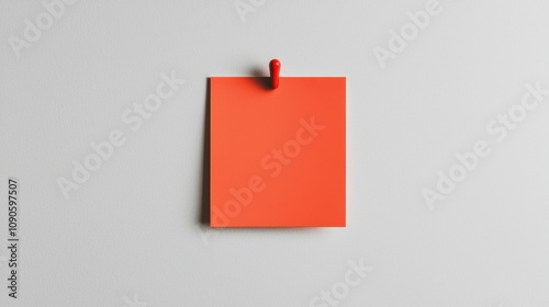 Bright sticky note fastened with a vivid red thumbtack isolated on white sharp and minimal, ideal for highlighting quick notes