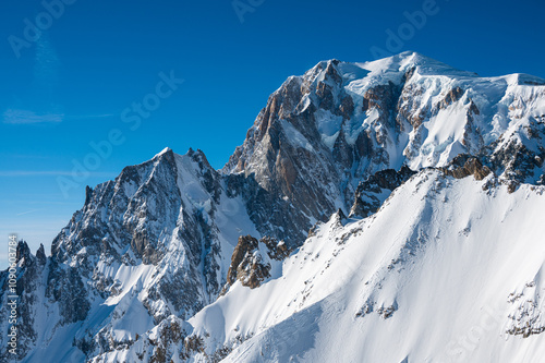 view of the mont blanc massif from punta helbronner, aosta valley, italy