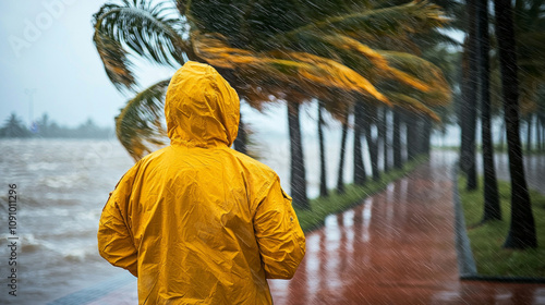 meteorologist reports live intense storm conditions rain pouring and strong winds blowing. atmosphere charged as weather unfolds dramatically.