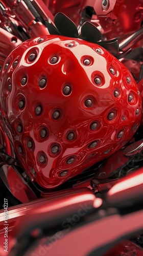 Robotic Assembly with Glossy Red Strawberry